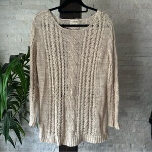 Ralph Lauren Denim & Supply Cotton Linen Cableknit Boatneck Tunic Sweater Size M